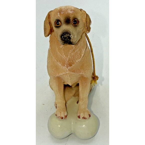 Vintage Realistic LABRADOR RETRIEVER DOG On Bone Christmas Tree Ornament 3.75” - Picture 2 of 12